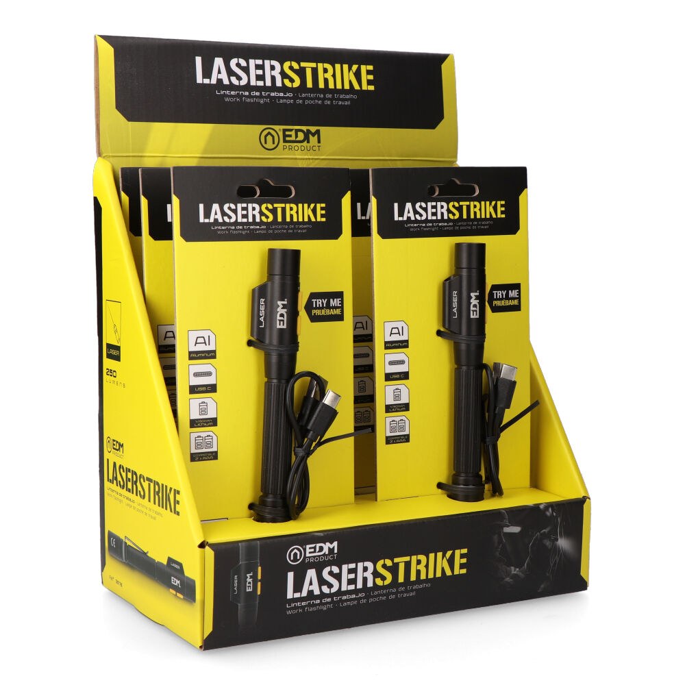 Linterna led/puntero laserstrike, tipo pluma, recargable, 250 lm