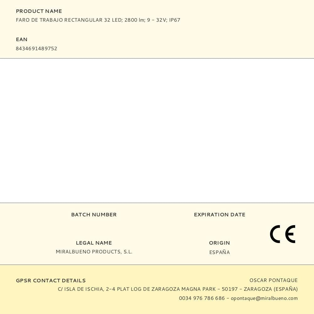 Faro de trabajo ovalado 27 w, 32 led - 2800 lm - 9 - 32 v - ip67