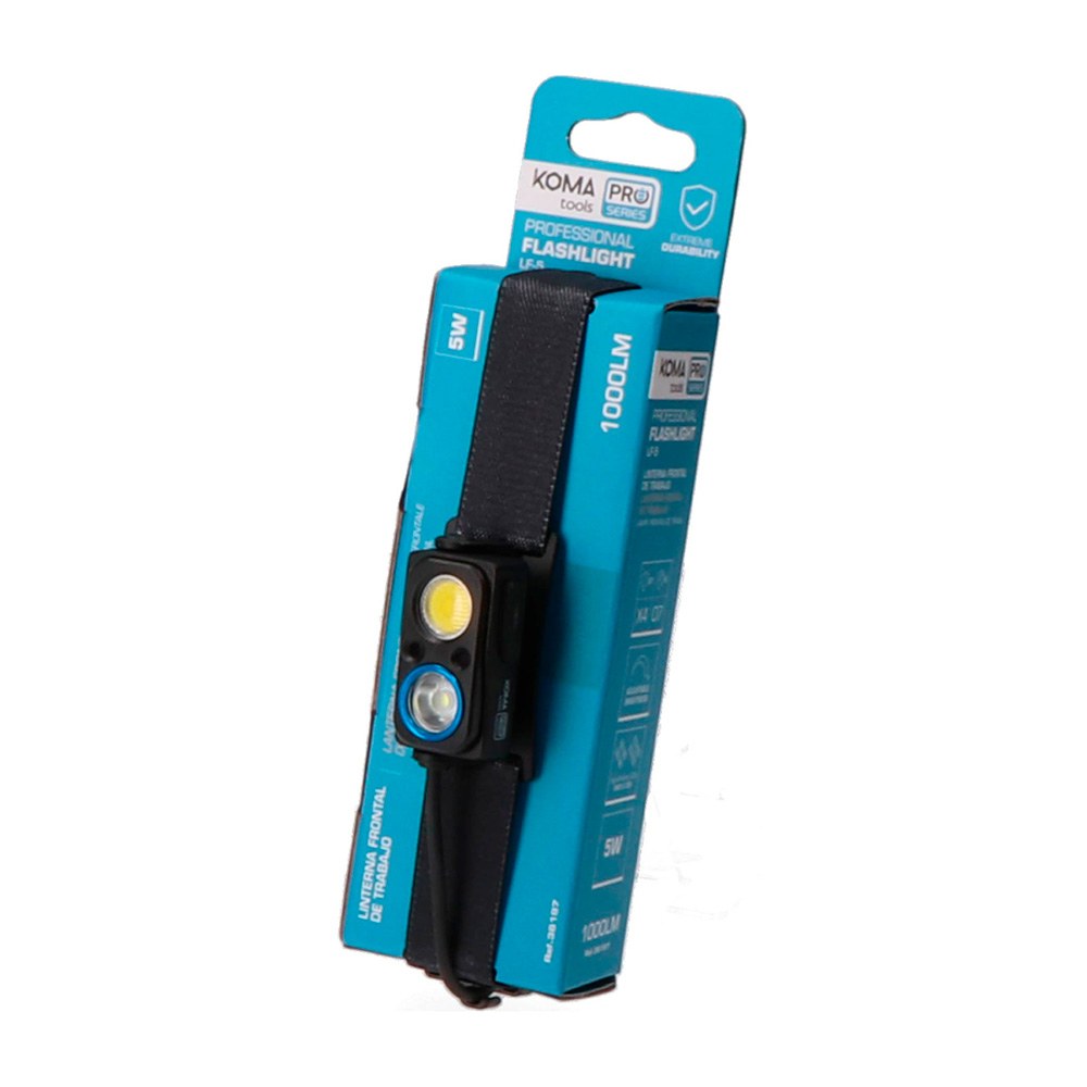 Linterna frontal led profesional de trabajo lf-5 recargable con sensor, 5 w, 1000 lm, 2600 mah, 65 x 31 x 30 mm