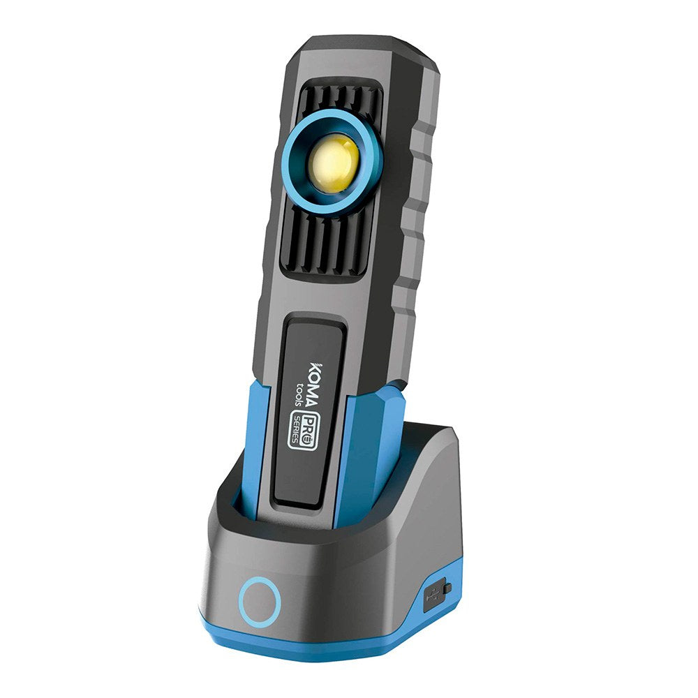 Linterna led profesional de trabajo lp-5 recargable 5w 600 lm 4000 mah + base de carga, 53,5 x 36 x 186 mm