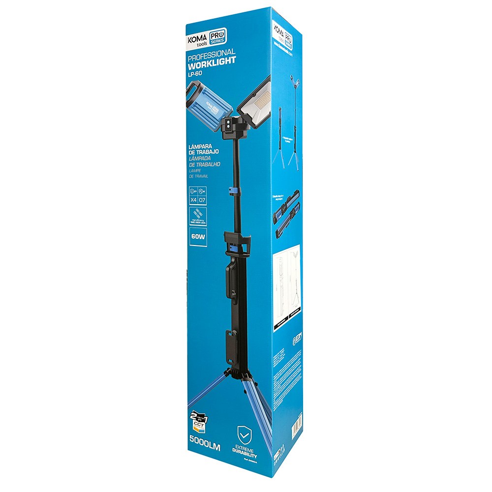 Lámpara led de trabajo recargable lp-60 60w 5000lm, con trípode, ø700x1920mm