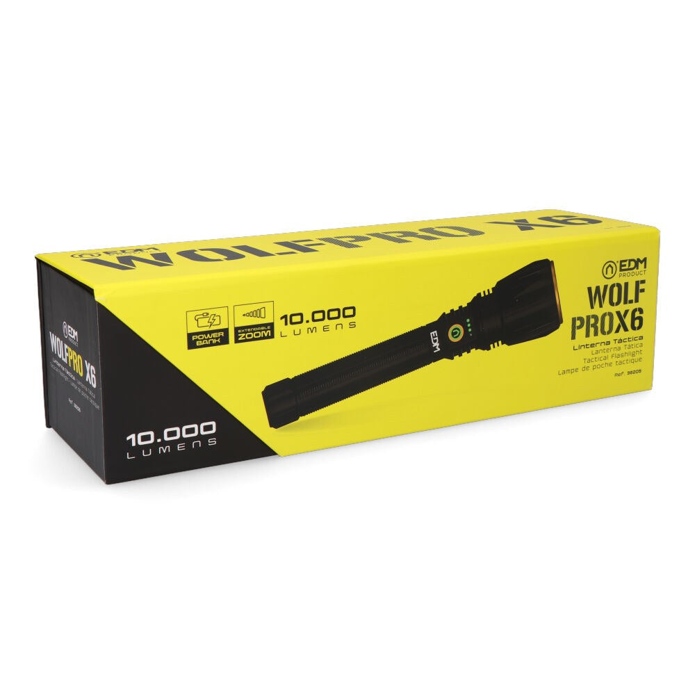 Linterna led táctica largo alcance, wolfpro x6, 10000 im