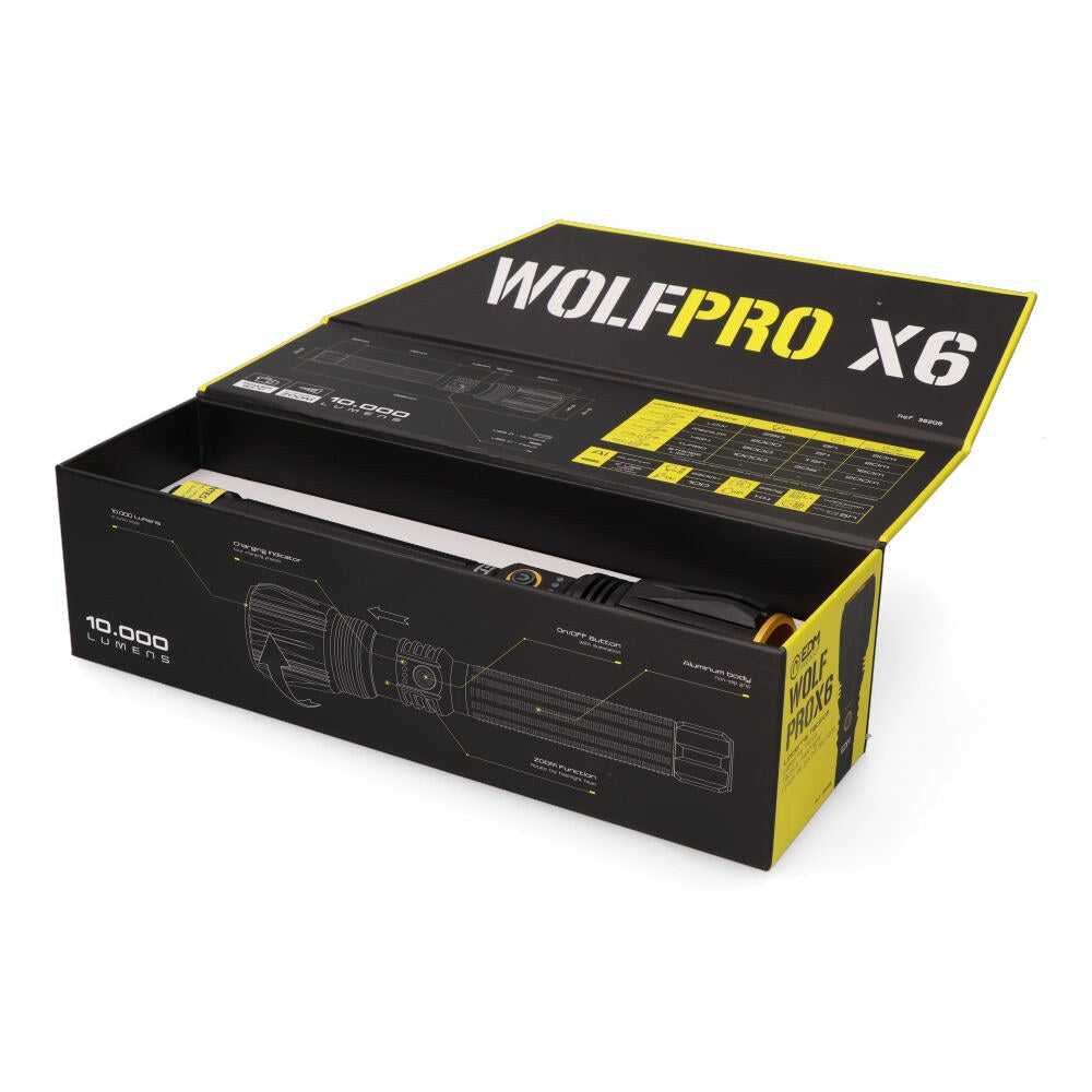 Linterna led táctica largo alcance, wolfpro x6, 10000 im