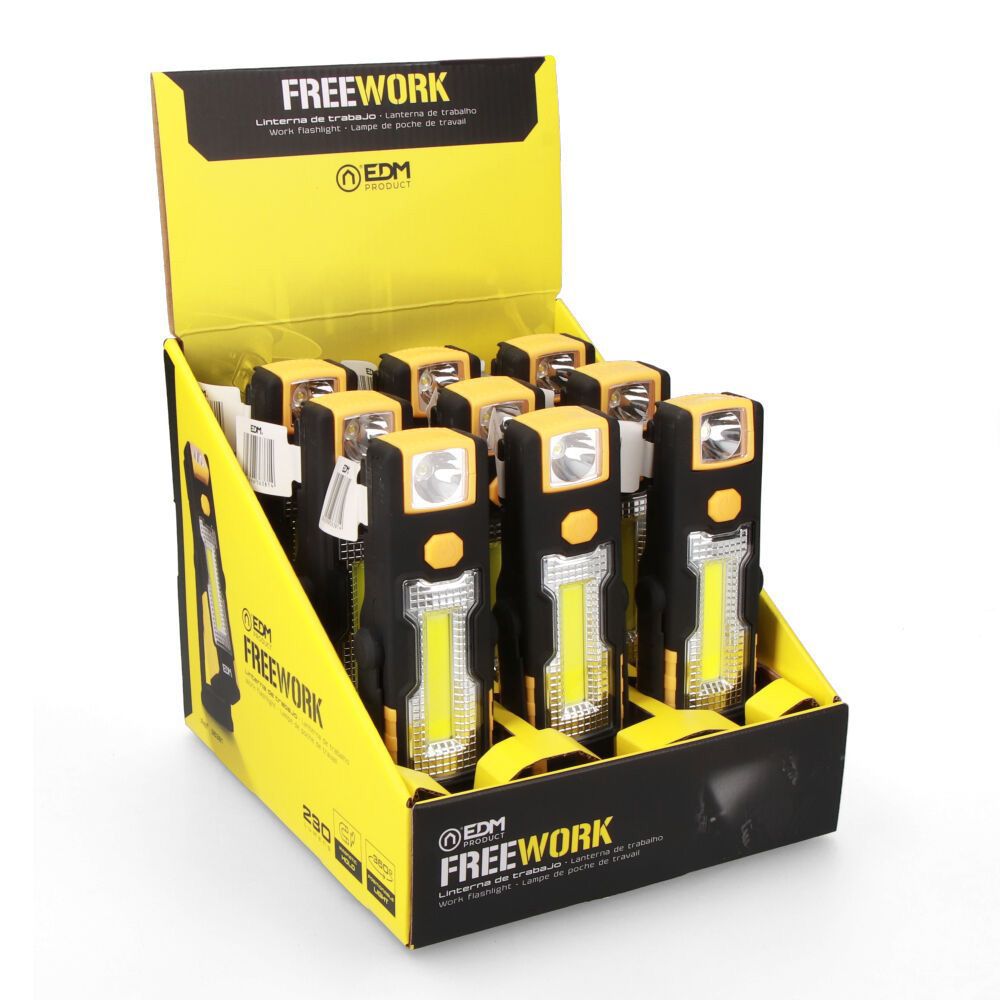 Linterna led xl free work, doble funcion con gancho + iman 3 x aaa (pilas incluidas)
