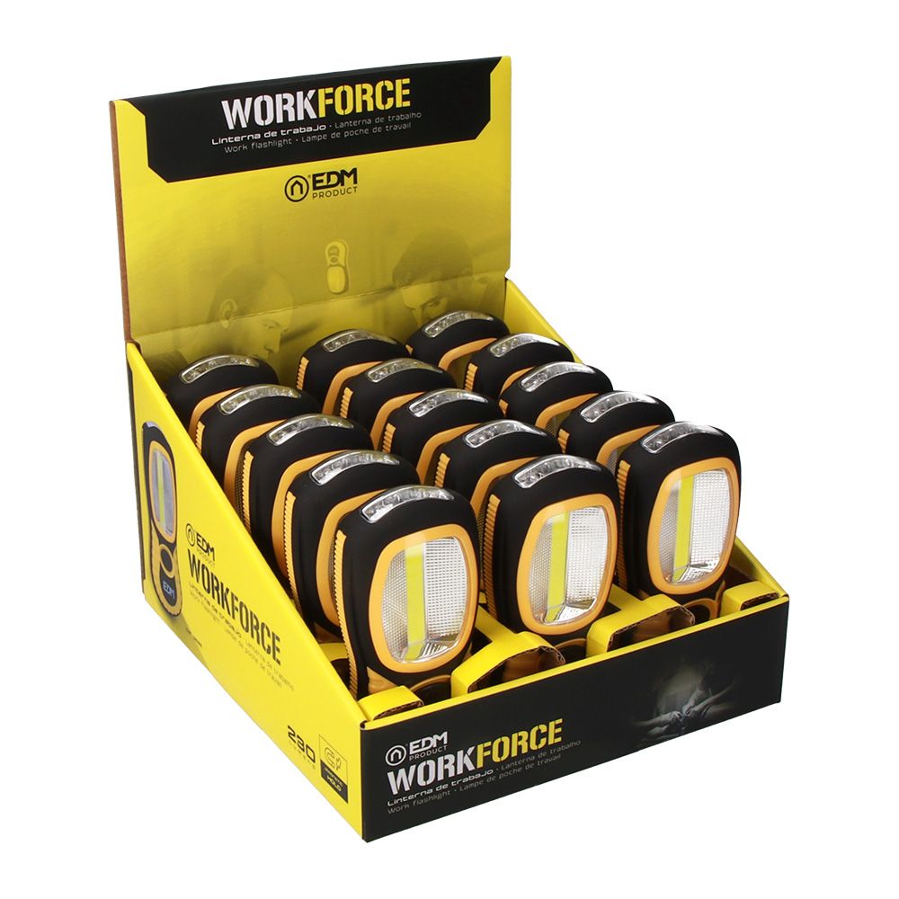 Linterna led xl work force, doble función con gancho + iman 3 x aaa (pilas incluidas)