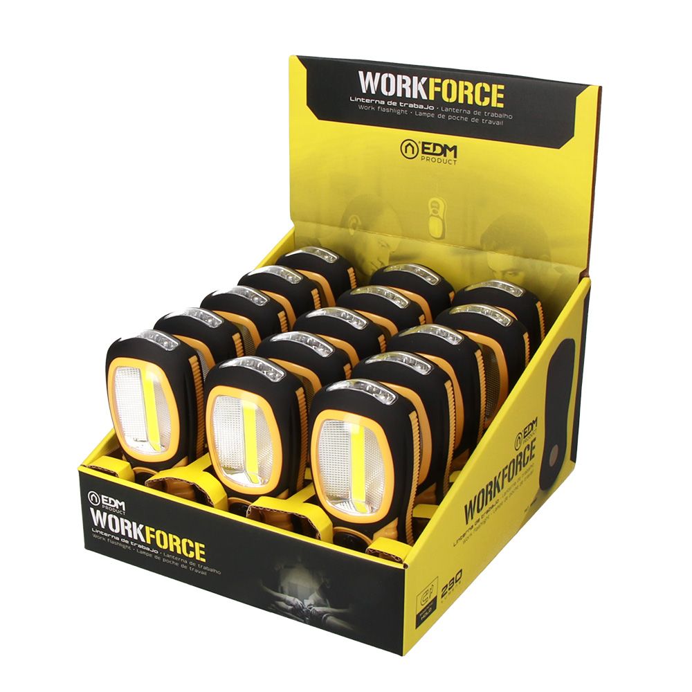 Linterna led xl work force, doble función con gancho + iman 3 x aaa (pilas incluidas)