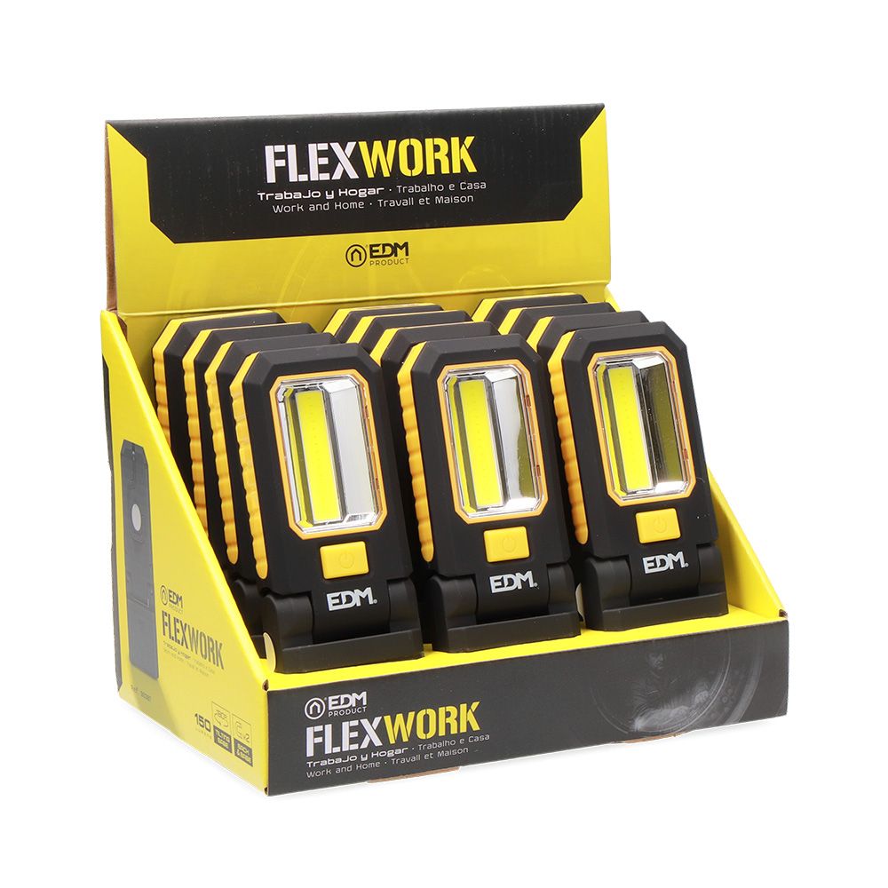 Linterna led xl flex work 150 lm + 3 mini led 7 lm, con gancho + iman 3xaaa (incluidas)