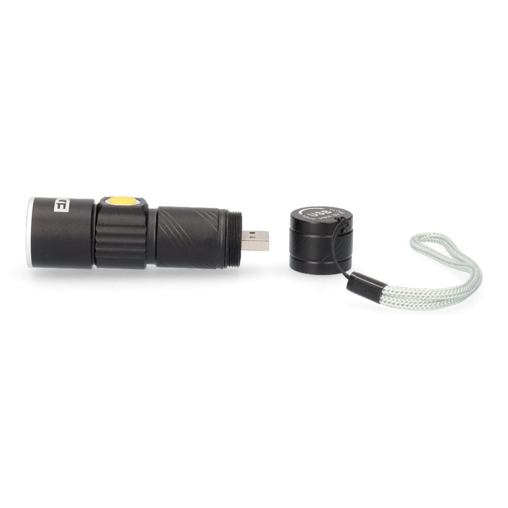 Linterna mini con zoom 1 led 120lm/40lm/ flash 9.000k recargable con usb.