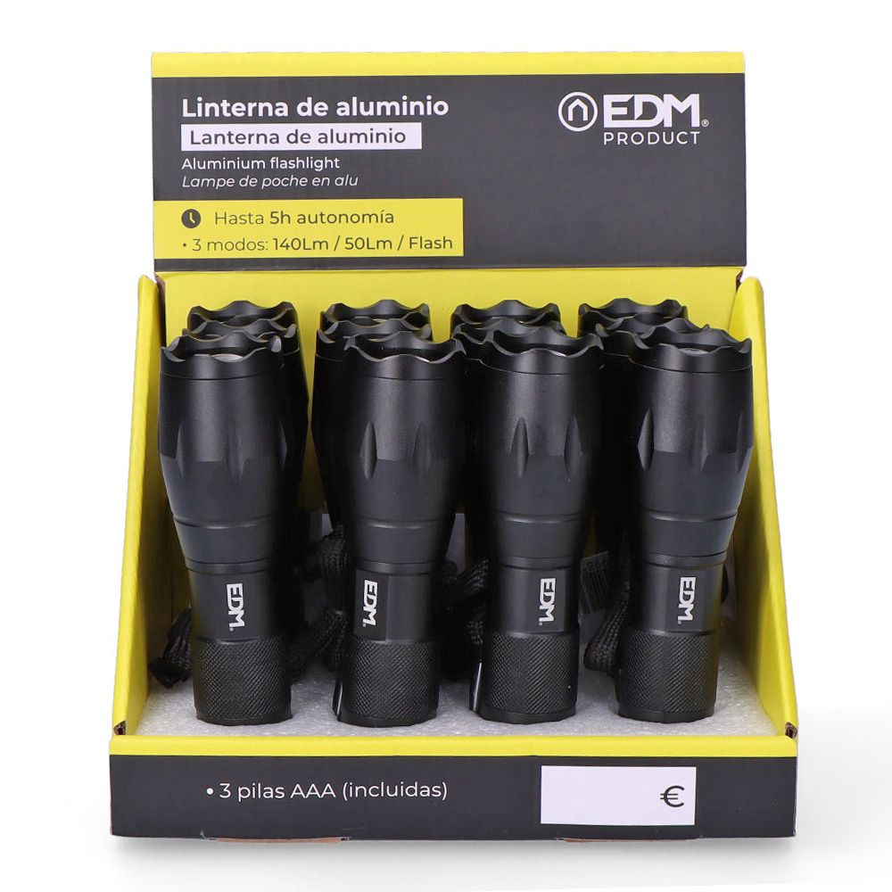 Linterna led tactical force, zoom, aluminio, 3 w 140 lm 3xaaa (incluidas)