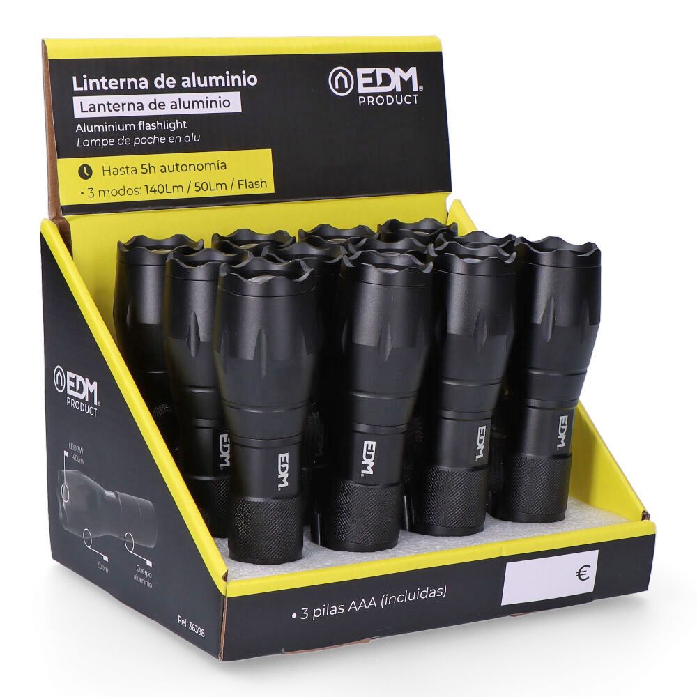Linterna led tactical force, zoom, aluminio, 3 w 140 lm 3xaaa (incluidas)