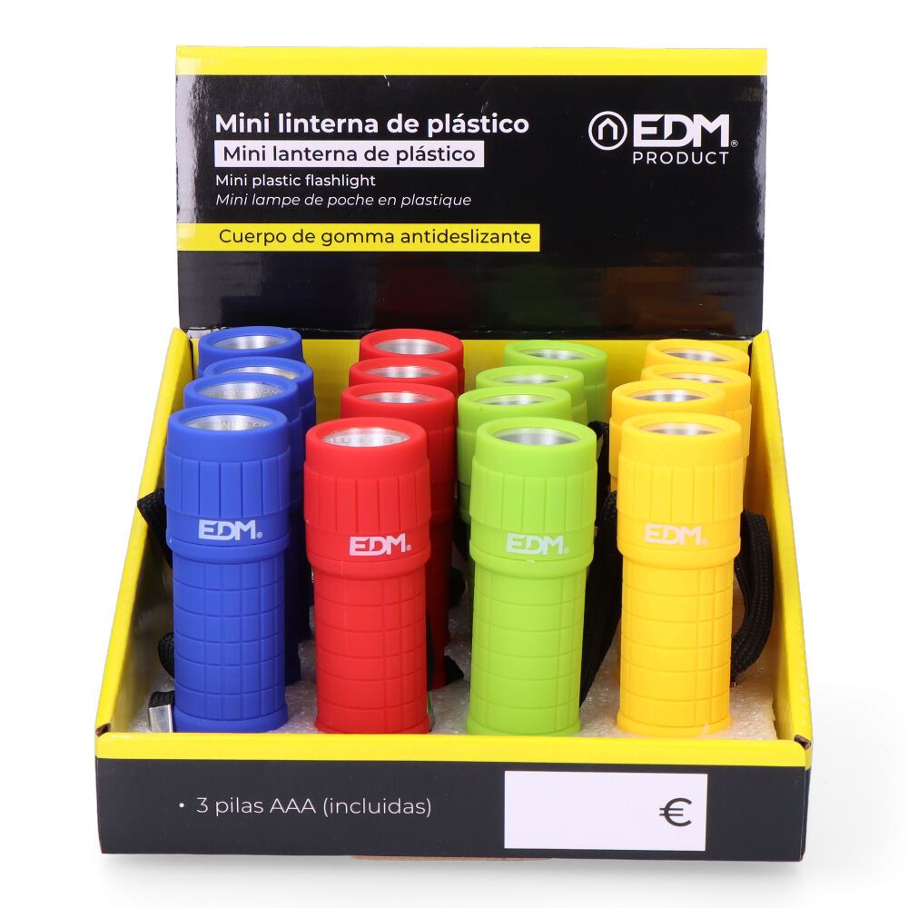 Mini linterna led cob trail grip 60 lm 0,5 w, 3xaaa incluidas, colores surtidos, ø30 x 96 mm