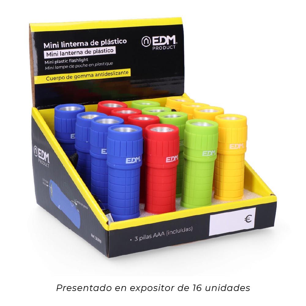 Mini linterna led cob trail grip 60 lm 0,5 w, 3xaaa incluidas, colores surtidos, ø30 x 96 mm