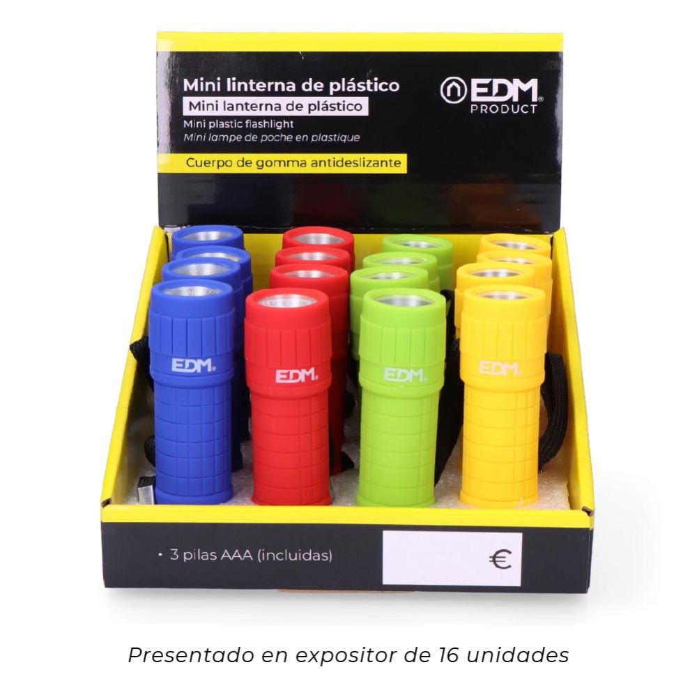 Mini linterna led cob trail grip 60 lm 0,5 w, 3xaaa incluidas, colores surtidos, ø30 x 96 mm