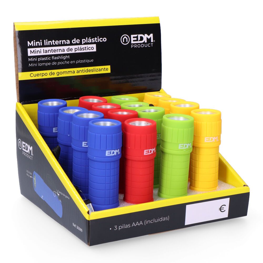 Mini linterna led cob trail grip 60 lm 0,5 w, 3xaaa incluidas, colores surtidos, ø30 x 96 mm