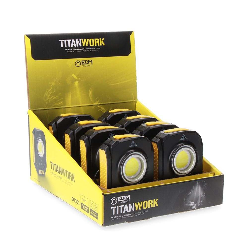 Linterna led compacta titan work 10w 900lm recargable, magnetica