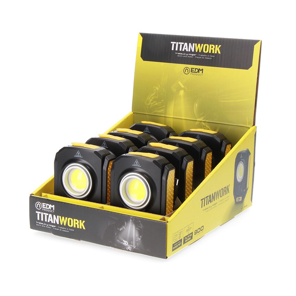 Linterna led compacta titan work 10w 900lm recargable, magnetica