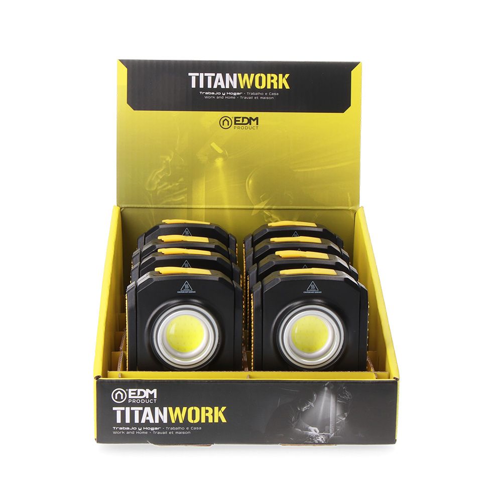 Linterna led compacta titan work 10w 900lm recargable, magnetica
