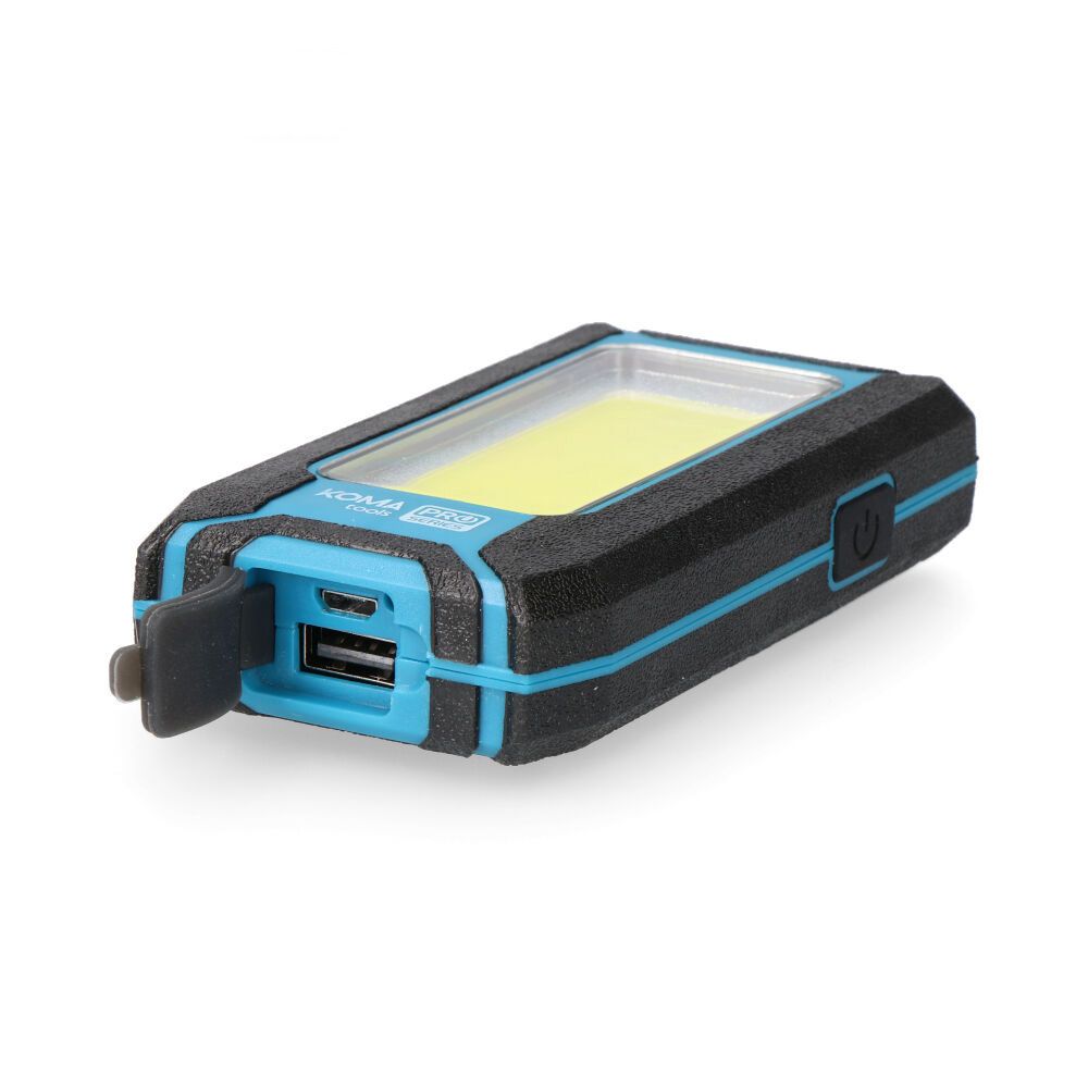 Linterna led cob 10 w 500 lm profesional, recargable, con gancho + iman, funcion power bank, 60 x 23 x 112 mm