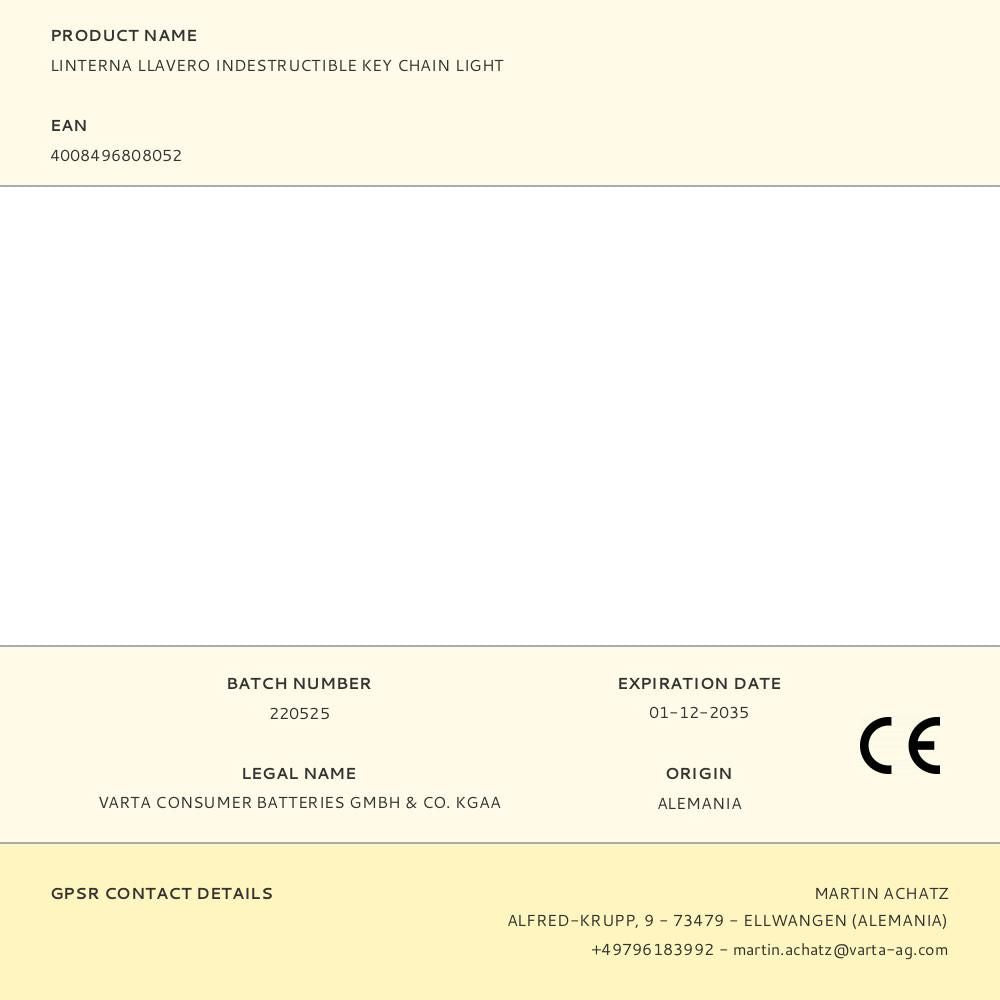 Linterna llavero indestructible key chain light