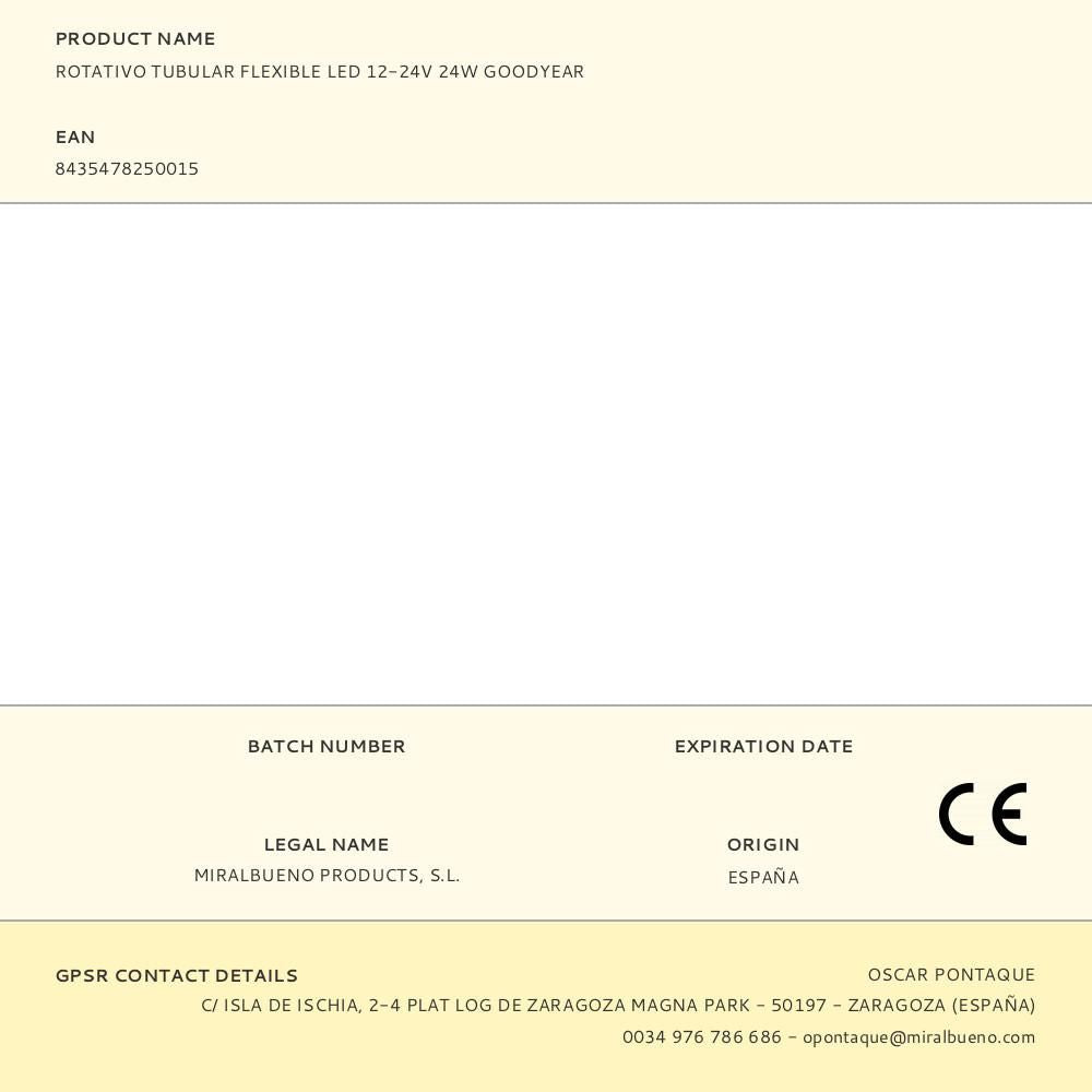 Rotativo tubular flexible led 12-24v 24w goodyear