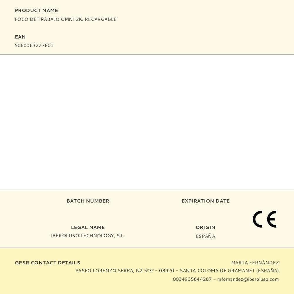 Foco de trabajo omni 2k. recargable