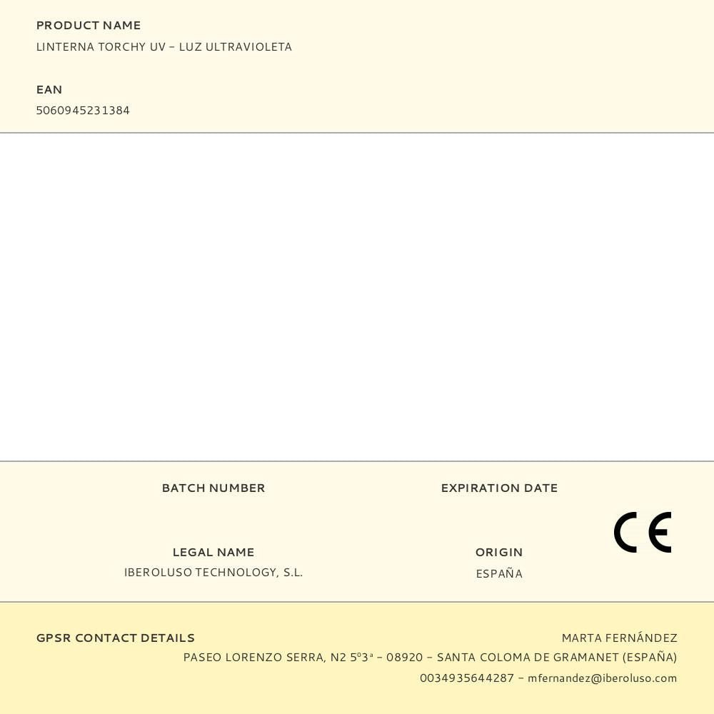 Linterna torchy uv - luz ultravioleta