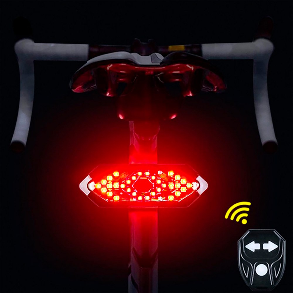 Luz trasera led con intermitentes y mando para bicicleta