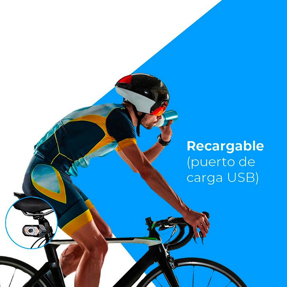 Luz trasera led con intermitentes y mando para bicicleta