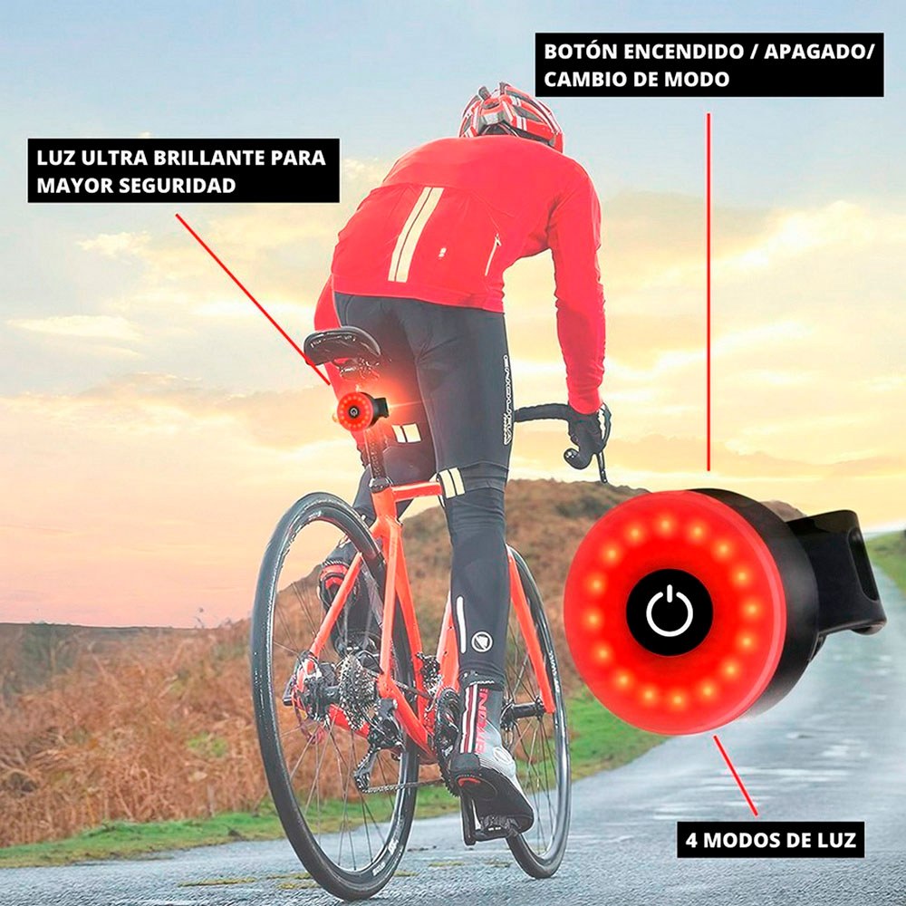 Luz trasera led recargable para bicicleta