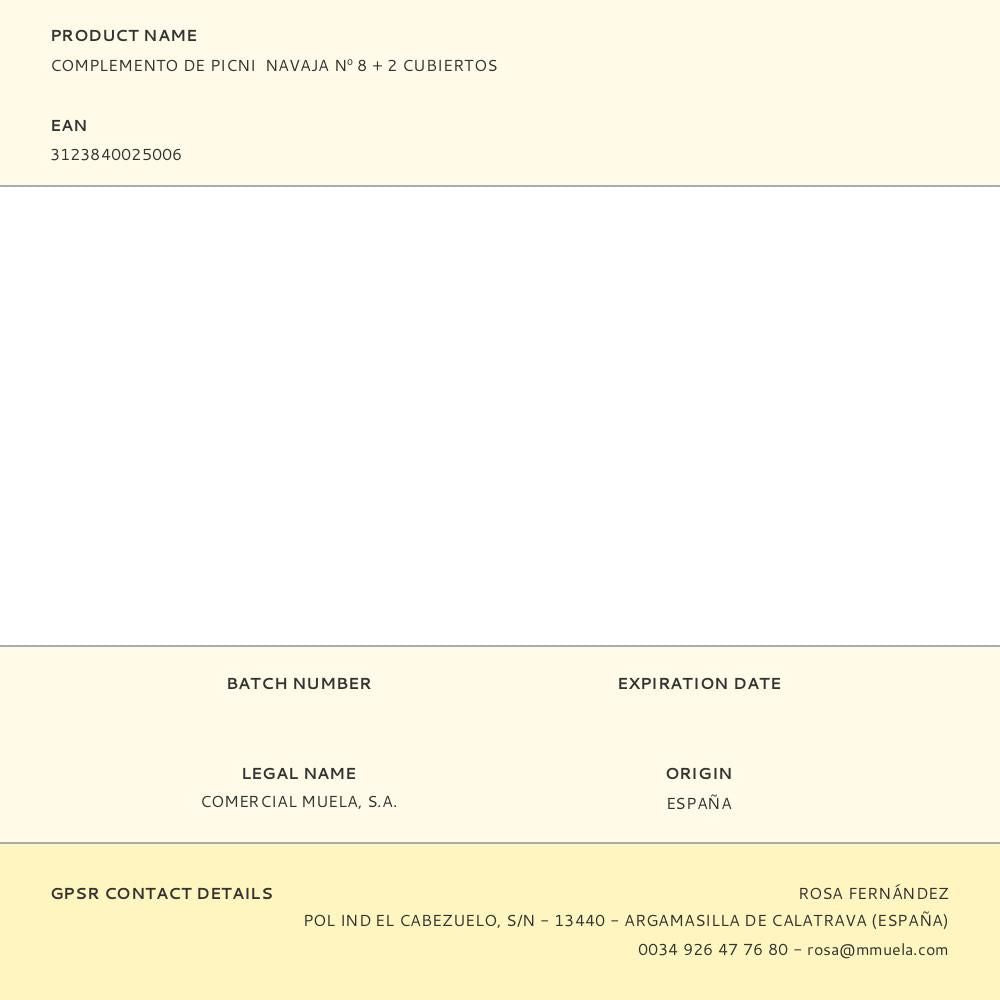 Complemento de picnic navaja nº 8 + 2 cubiertos