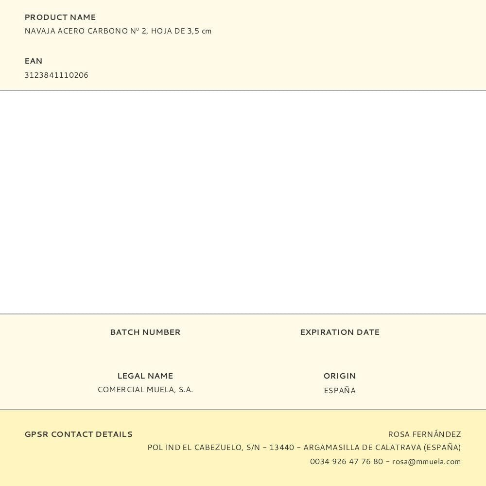 Navaja acero carbono nº 2, hoja de 3,5 cm