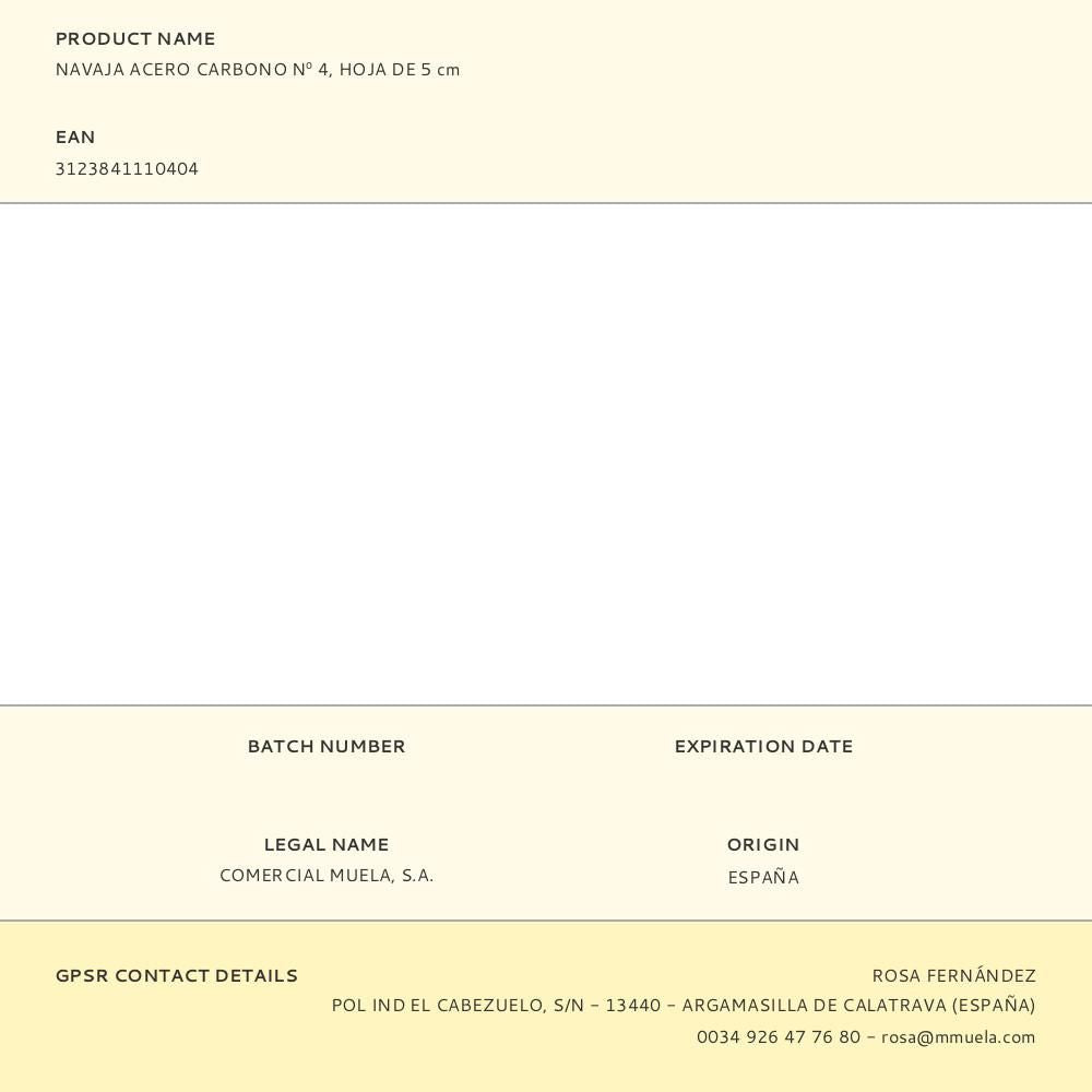 Navaja acero carbono nº 4, hoja de 5 cm