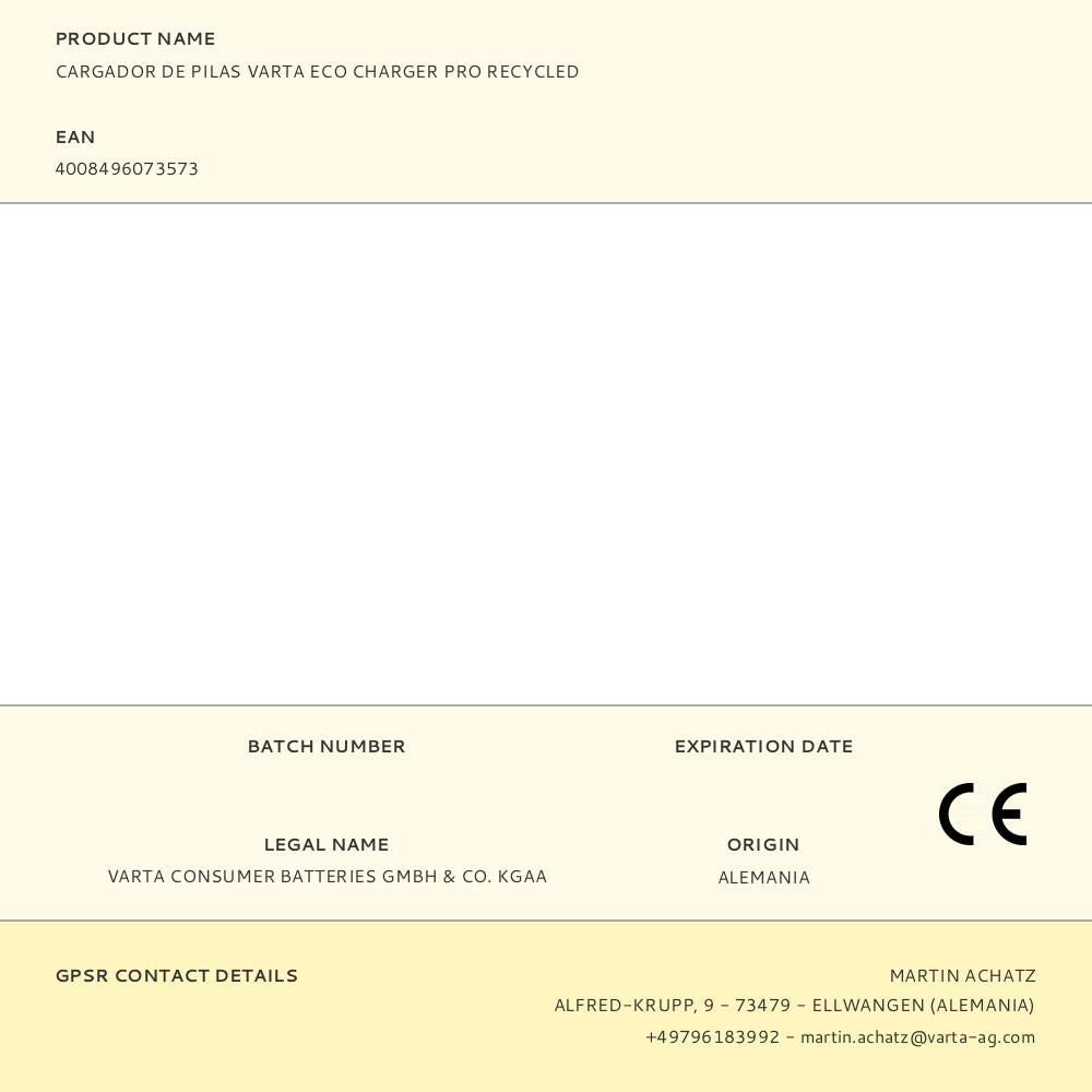 Cargador de pilas varta eco charger pro recycled