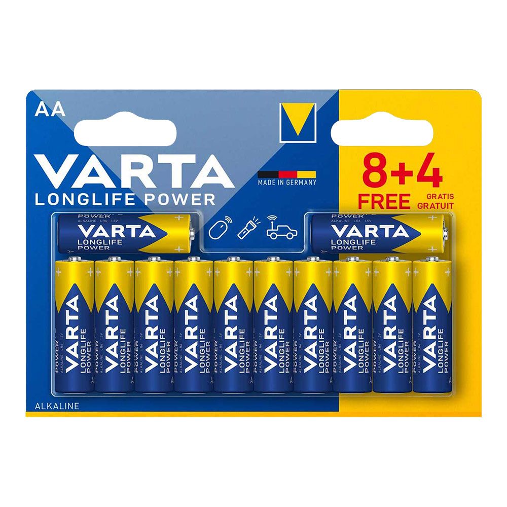 Pila alkalina longlife power aa - lr06 (blister 8+4 uds) ø14,5 x 50,5 mm