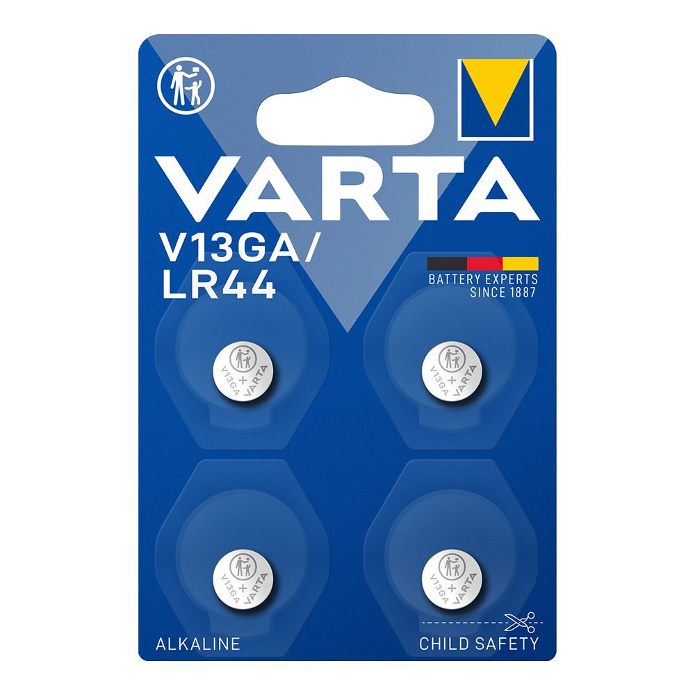 Micro pila de botón alcalina lr44 - v13ga 1,5 v ø11,6 x 5,4 mm blister 4 uds