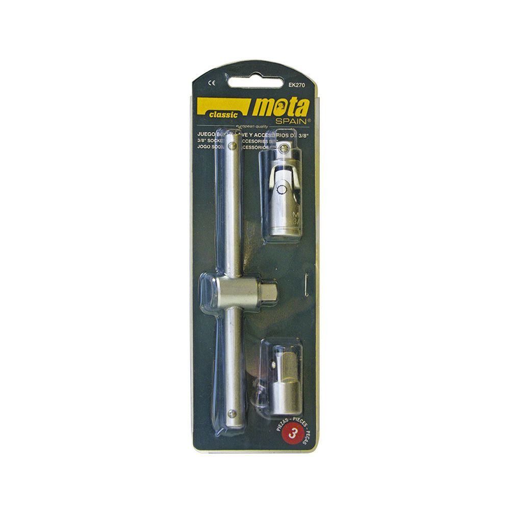 Bocallaves 3/8 pulg accesorios, juego 3 piezas