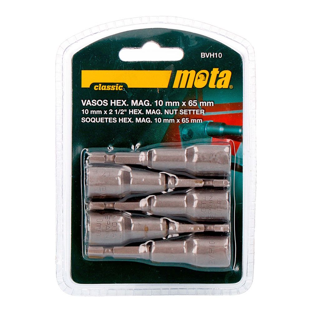 Puntas con vasos hexagonales magneticos 10 x 65 mm, juego 5 piezas