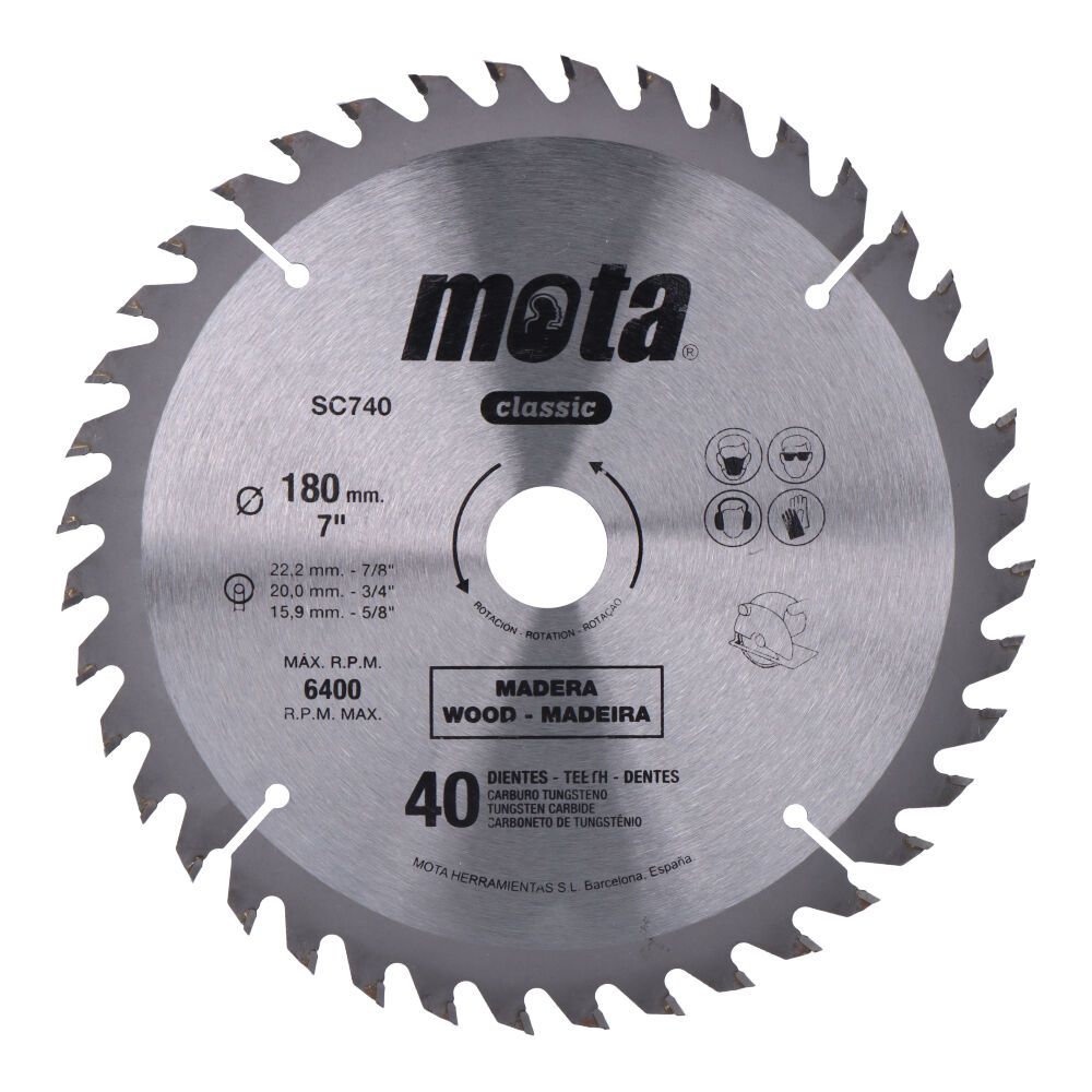 Sierra circular widia ø180 mm 40 dientes