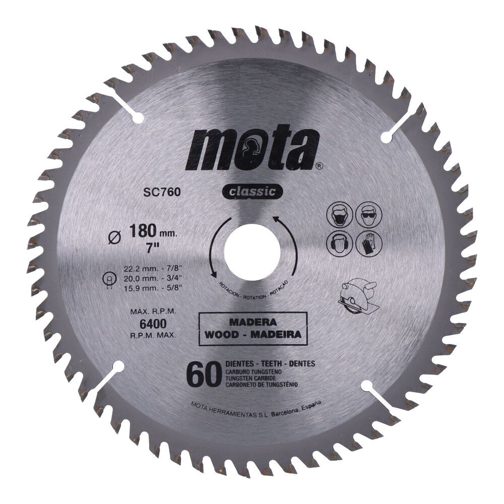 Sierra circular widia ø180 mm 60 dientes