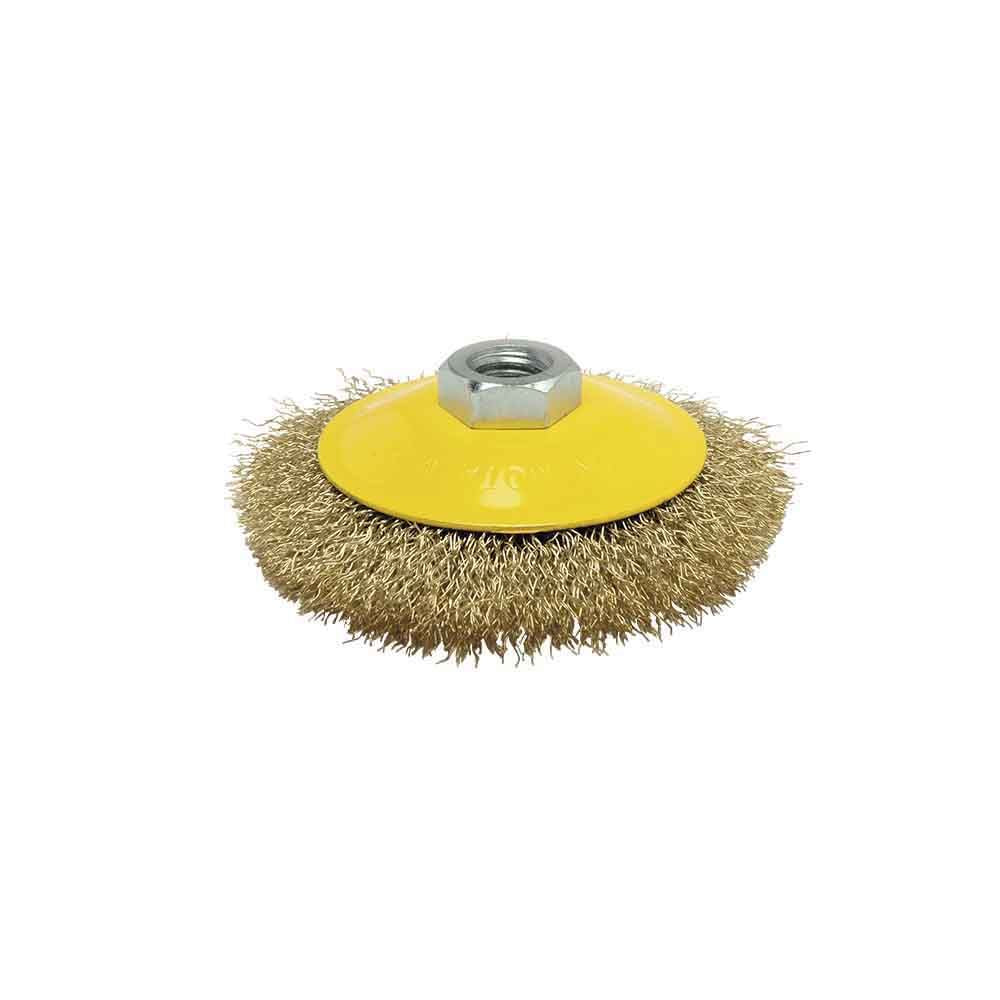 Cepillo conico de alambre ondulado ø100 mm