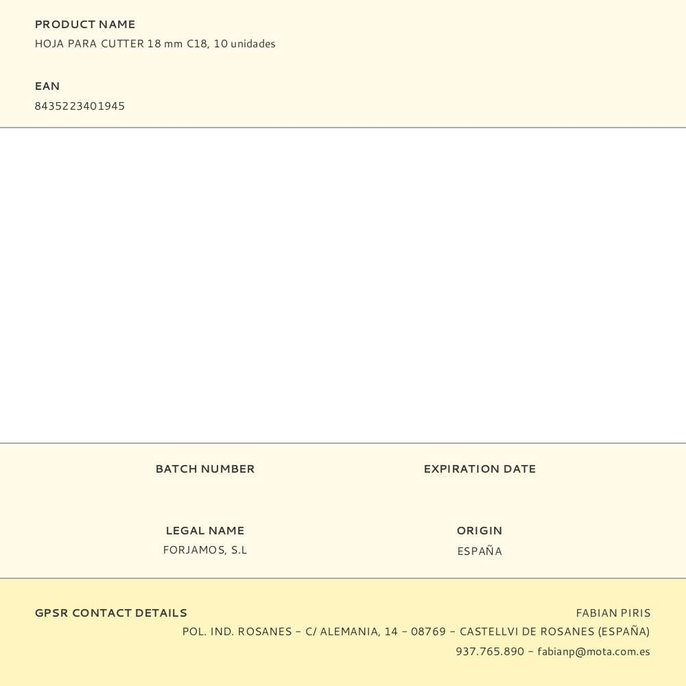 Hoja para cutter 18 mm c18, 10 unidades