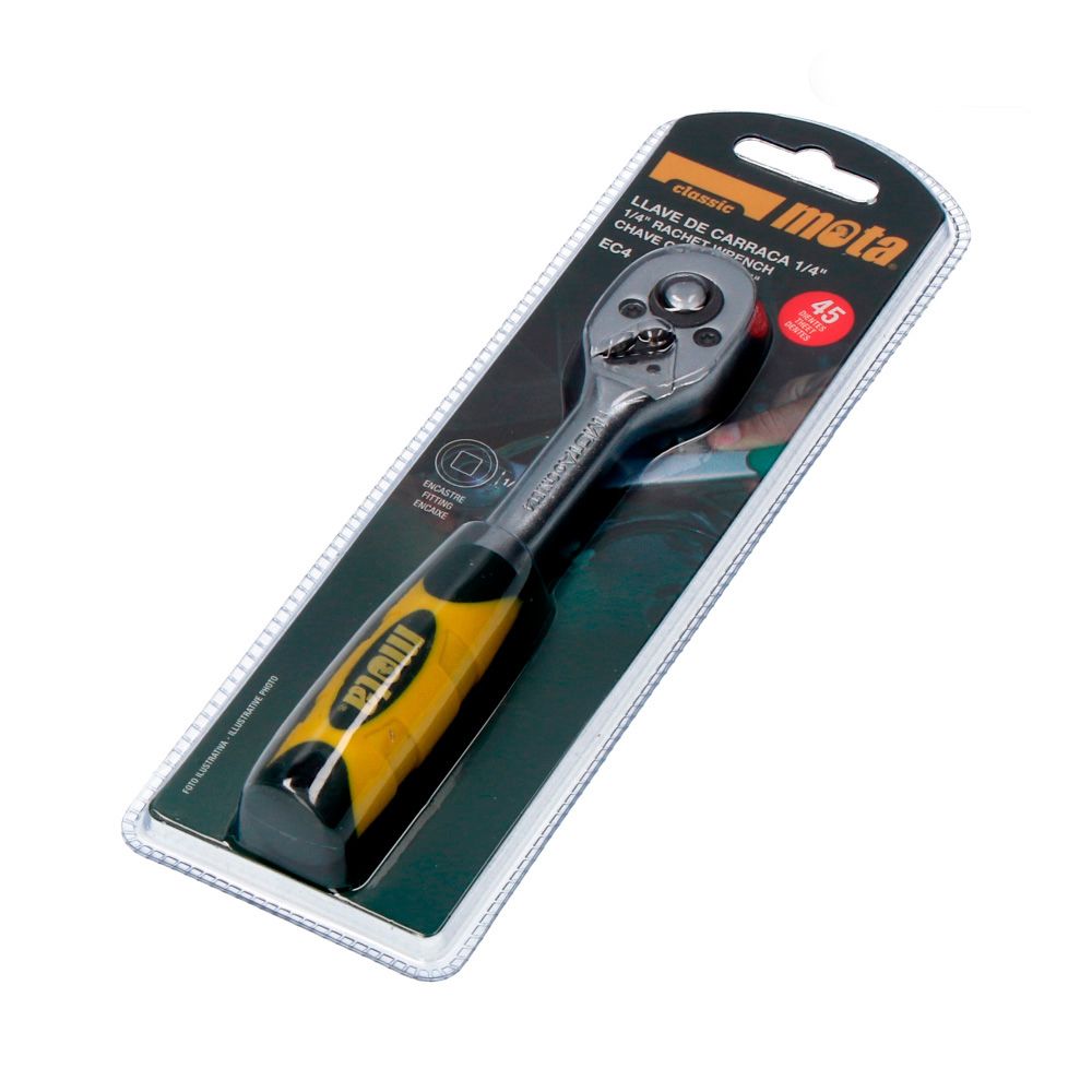 Llave de carraca encastre cromo vanadio ¼ pulg, 45 dientes