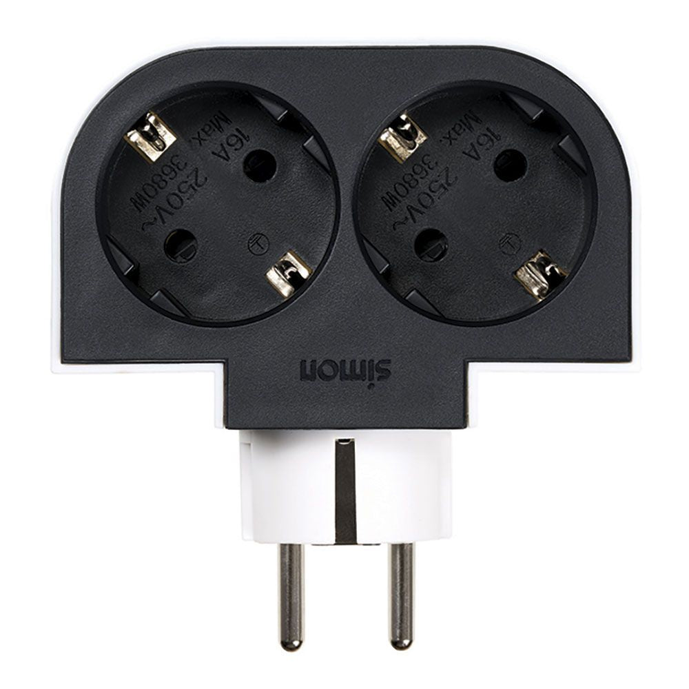 Adaptador giratorio schuko 2 tomas 16a 250 v~