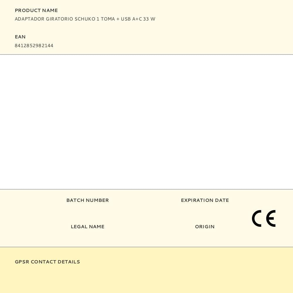 Adaptador giratorio schuko 1 toma + usb a+c 30 w 16 a 250 v~
