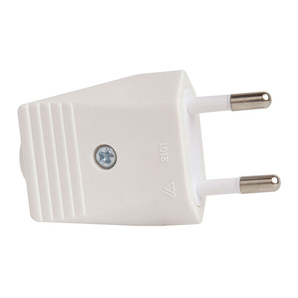 Clavija 2p europlug sin tierra 10a 250v, salida recta, blanca