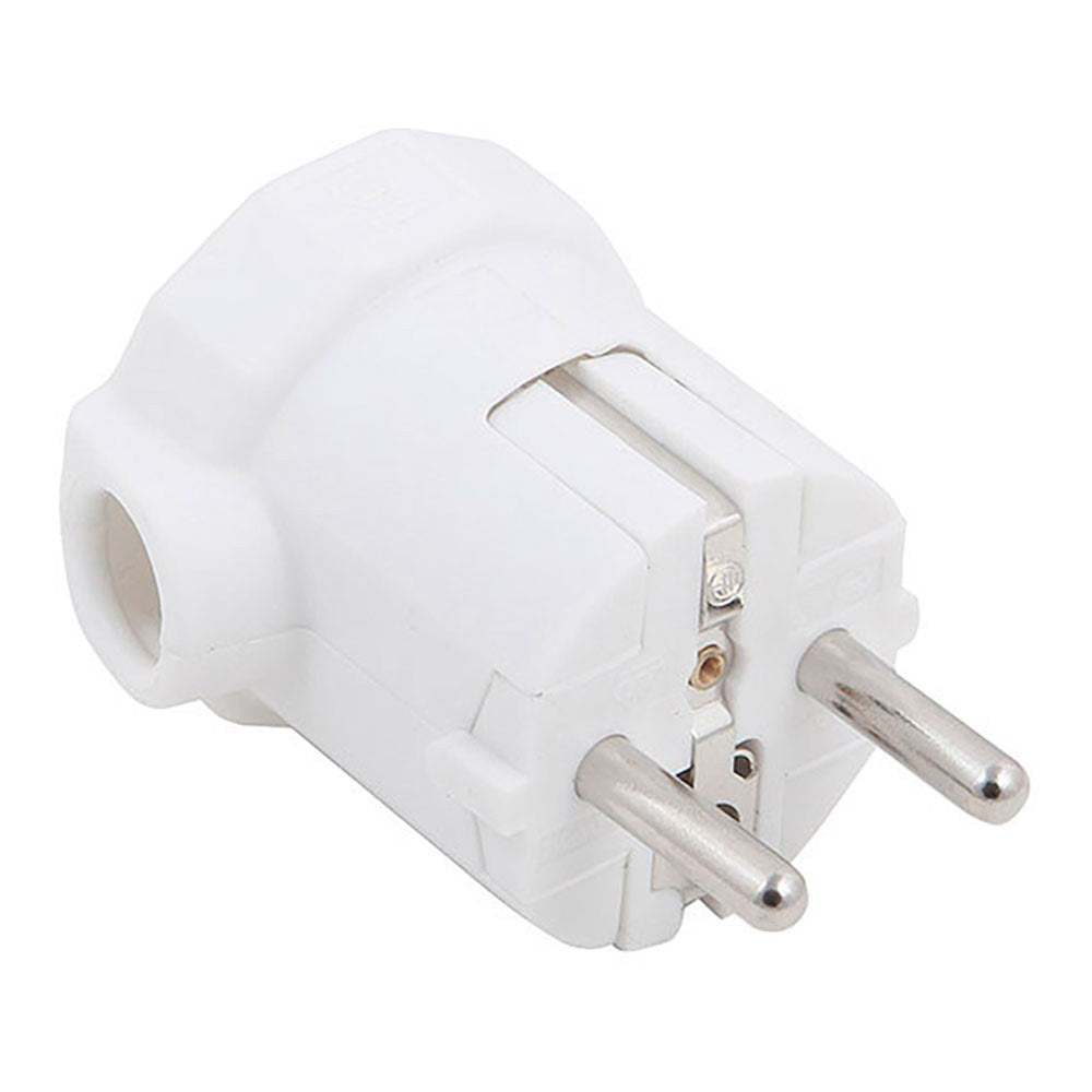 Clavija 2p+t, schuko, 16a 250v~, salida lateral, blanca