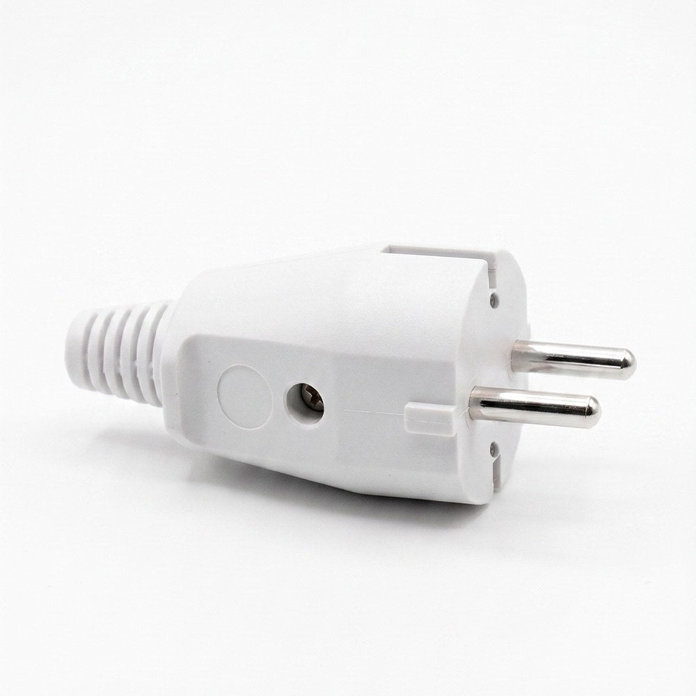 Clavija 2p+t schuko 16a 250v~, salida recta, blanca