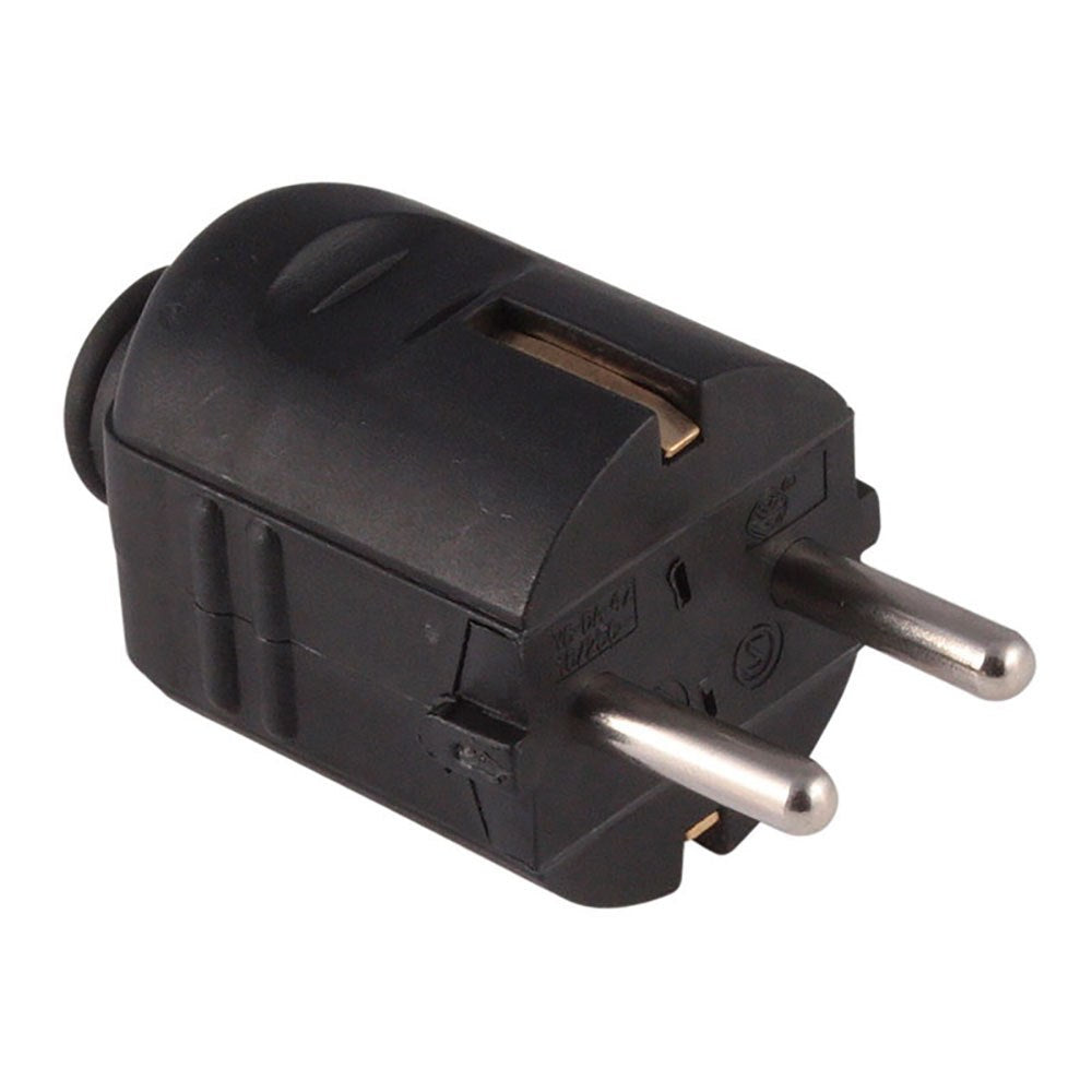 Clavija 2p+t schuko 16a 250v~, salida recta, negra