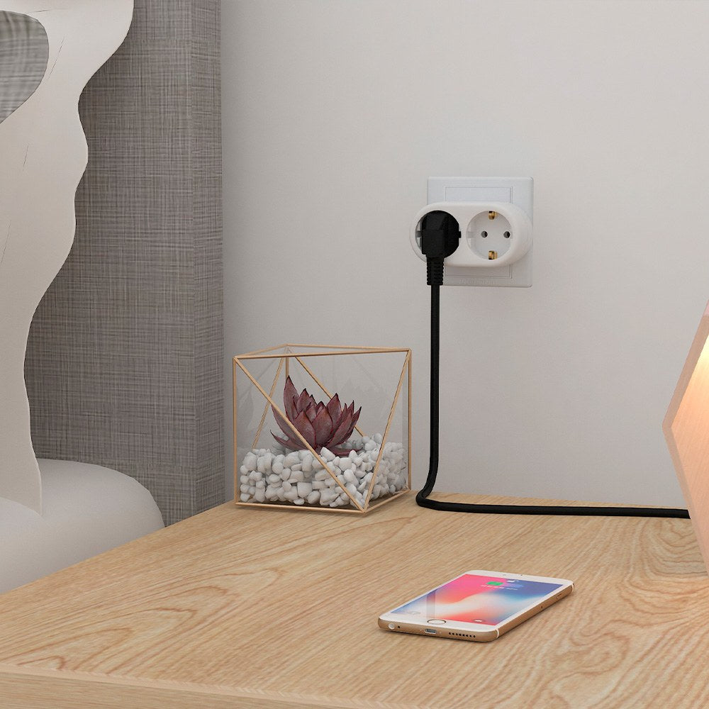 Adaptador doble frontal schuko 2p+t 16a 250v~, blanco