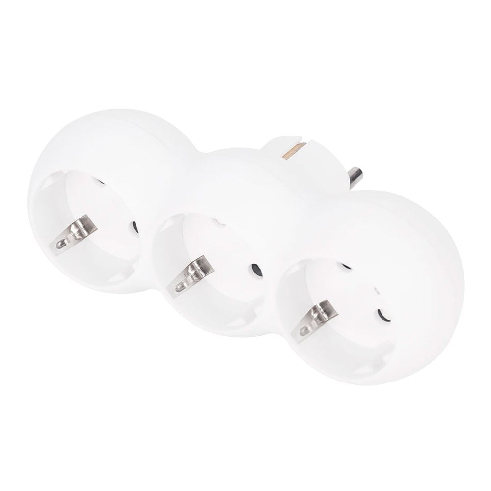 Adaptador triple frontal schuko 2p+t 16a 250v~, blanco